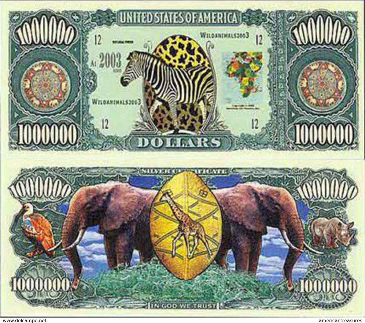 USA 1 Million Dollar Novelty Banknote 'African Wildlife' - NEW - UNCIRCULATED & CRISP - Sonstige – Amerika