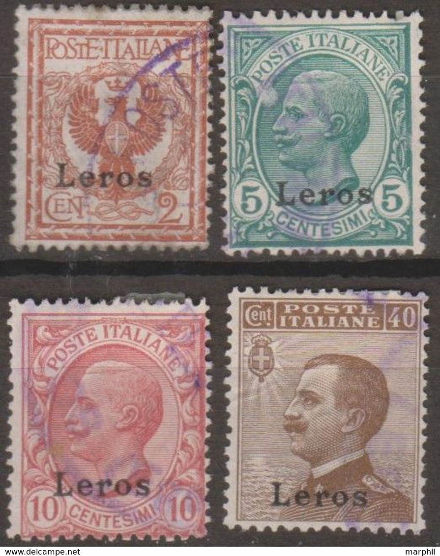 Italia Colonie Egeo Lero Leros 1912 SaN°1 Lot 4v (o) Vedere Scansione - Aegean (Lero)