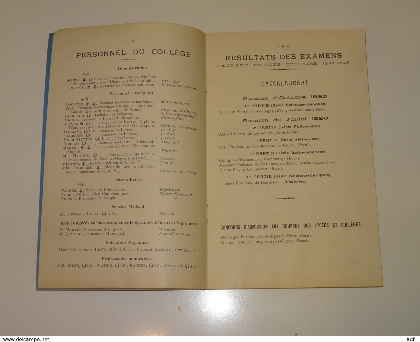 DISTRIBUTION SOLENNELLE DES PRIX, COLLEGE DE COMMERCY, PRESIDEE PAR M. JOFFRES, SOUS PREFET, UNIVERSITE DE FRANCE, 1926 - Diplômes & Bulletins Scolaires
