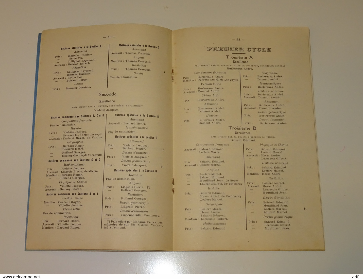 DISTRIBUTION SOLENNELLE DES PRIX, COLLEGE DE COMMERCY, PRESIDEE PAR M. JOFFRES, SOUS PREFET, UNIVERSITE DE FRANCE, 1926 - Diplômes & Bulletins Scolaires