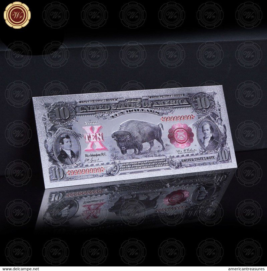 USA Polymer 10$ 'Bison' Banknote - Completely Silver Laminated - UNCIRCULATED & CRISP - Sonstige – Amerika