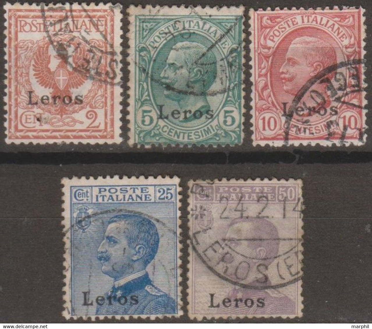 Italia Colonie Egeo Lero Leros 1921 SaN°1 Lot 5v (o) Vedere Scansione - Egée (Lero)