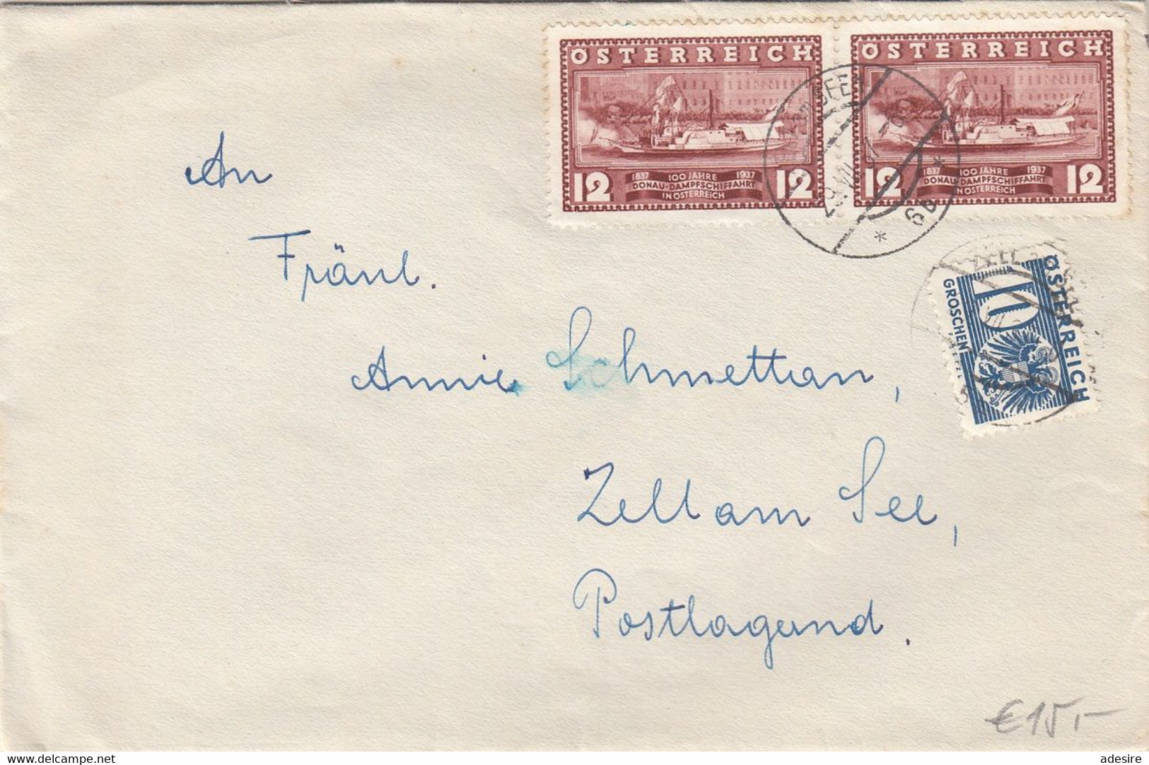 ÖSTERREICH NACHPORTO 1937 -10 Gro Nachporto (Ank163) + 2 X 12 Gro (Ank639) Auf Brief Ohne Inhalt, Gelaufen V. WIEN ... - Variétés & Curiosités