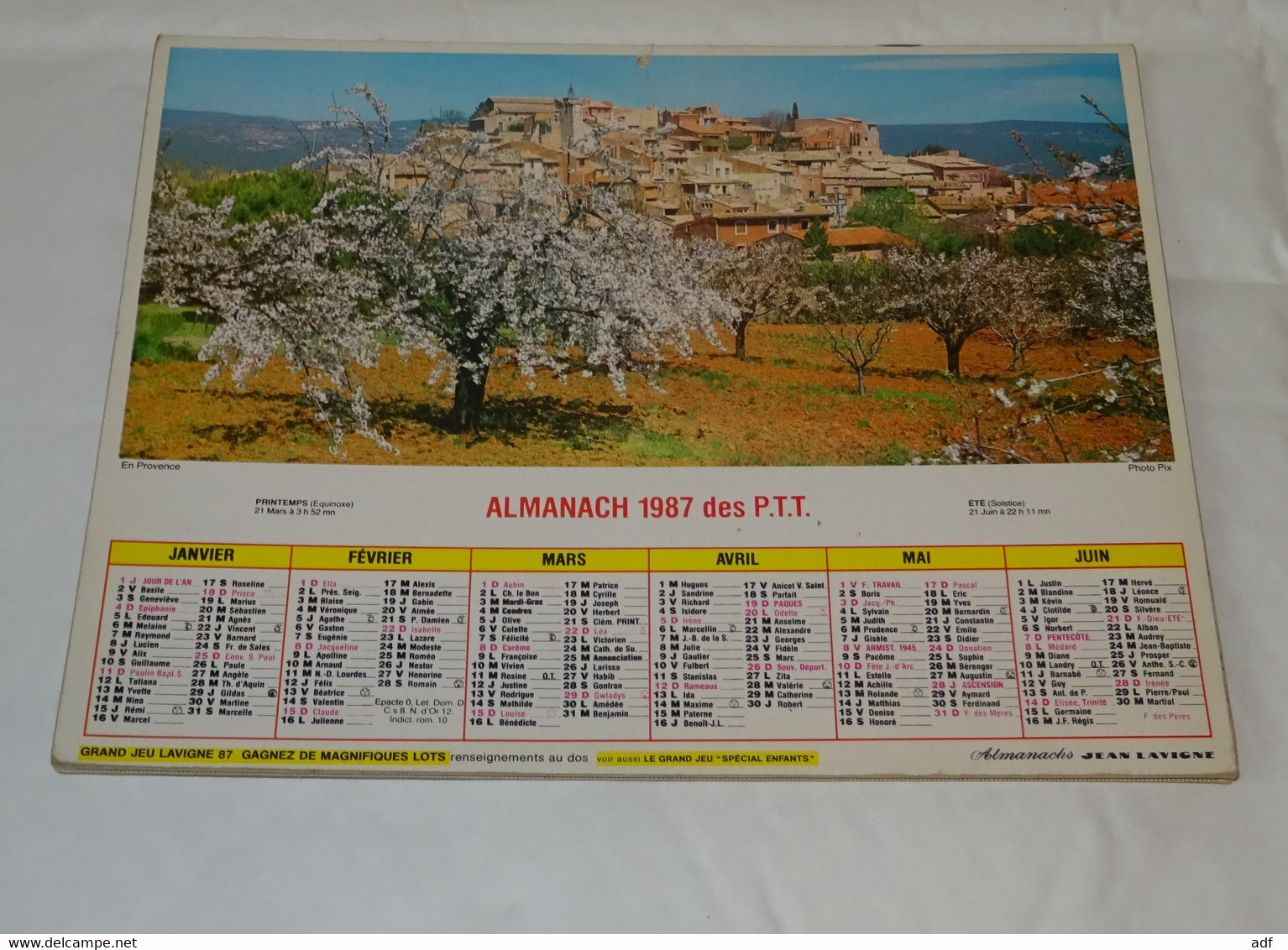 1987 CALENDRIER ( Double ) ALMANACH DES PTT, EN PROVENCE, CAMARGUE, JEAN LAVIGNE, VAR 83 - Big : 1981-90