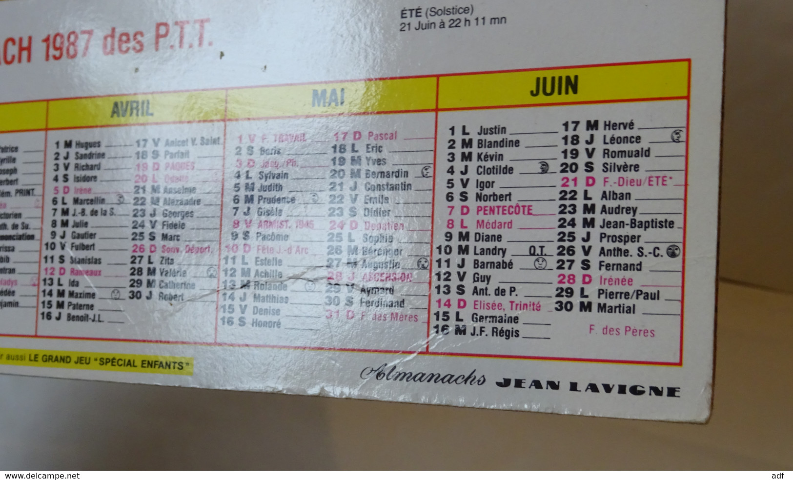 1987 CALENDRIER ( Double ) ALMANACH DES PTT, EN PROVENCE, CAMARGUE, JEAN LAVIGNE, VAR 83 - Tamaño Grande : 1981-90
