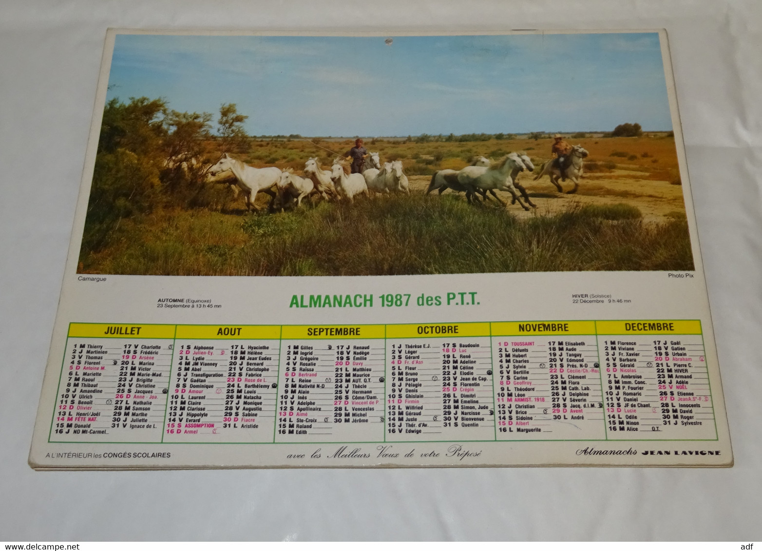 1987 CALENDRIER ( Double ) ALMANACH DES PTT, EN PROVENCE, CAMARGUE, JEAN LAVIGNE, VAR 83 - Groot Formaat: 1981-90