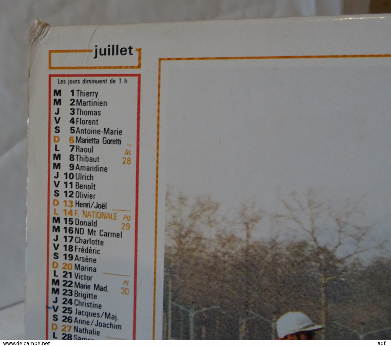1986 CALENDRIER ALMANACH DES PTT, EQUIPE DE FRANCE FOOT CHAMPIONNE D'EUROPE 1984, LURABO CHEVAL TROT, OLLER, ARDENNES 08
