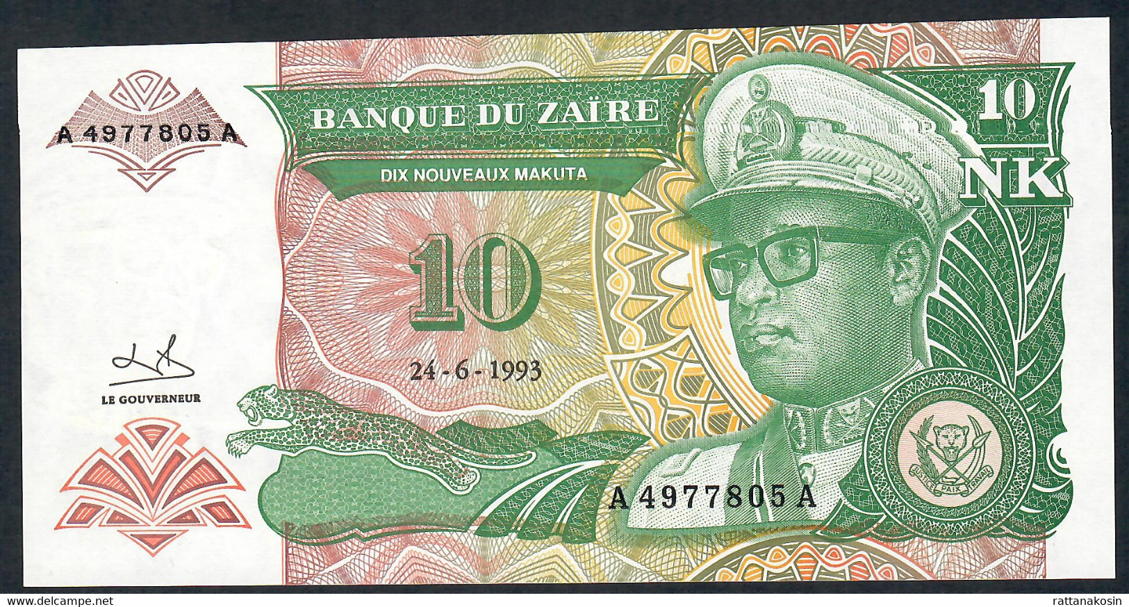 ZAIRE P49 10 NOUVEAUX MAKUTA #A/A   1993 UNC. - Zaïre