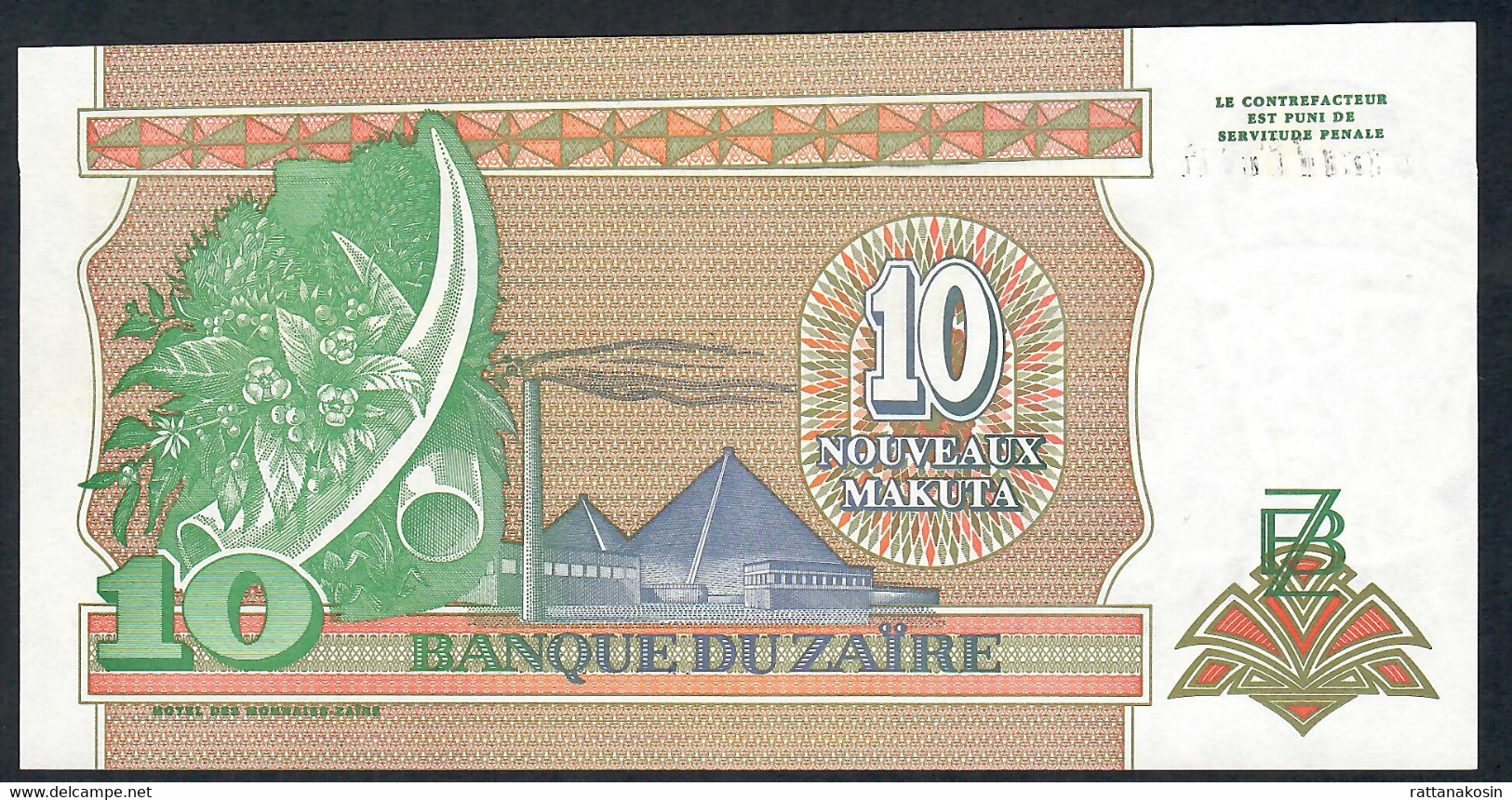 ZAIRE P49 10 NOUVEAUX MAKUTA #A/A   1993 UNC. - Zaïre