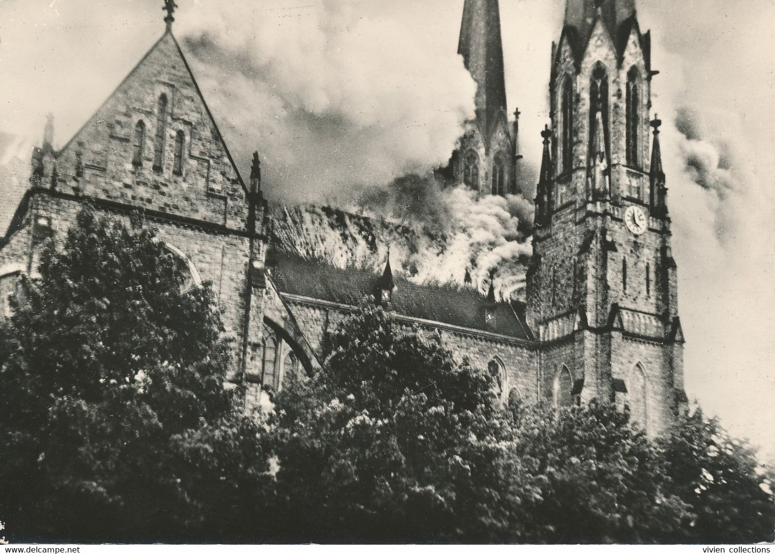 Sarralbe (57 Moselle) Catastrophe - La Cathédrale De La Sarre Incendiée Le 28 Mai 1954 Carte Commerciale Assureur Muller - Sarralbe