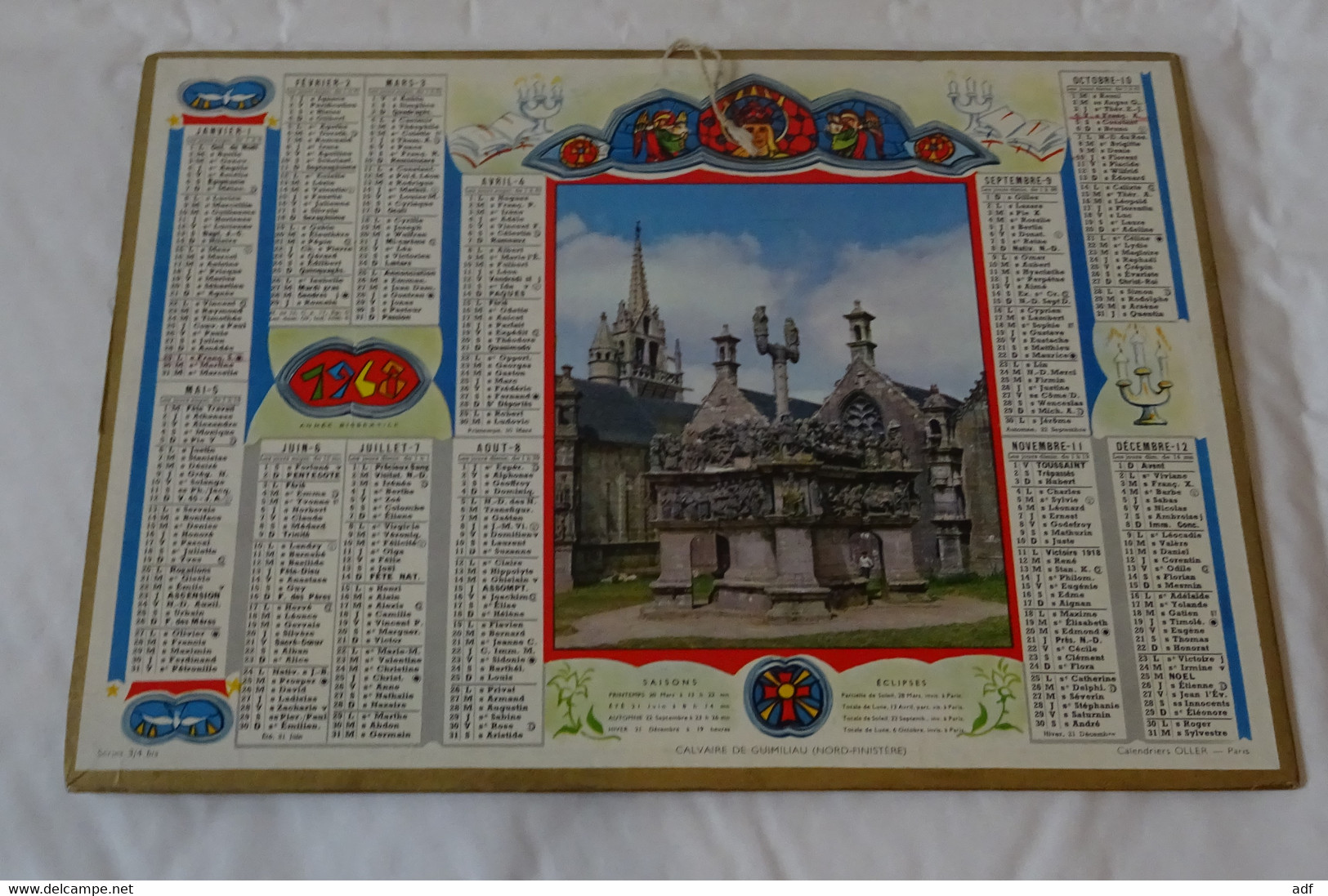 1968 ANNEE BISSEXTILE CALENDRIER CALVAIRE DE GUIMILIAU NORD FINISTERE, OLLER, ARDENNES 08 - Grand Format : 1961-70