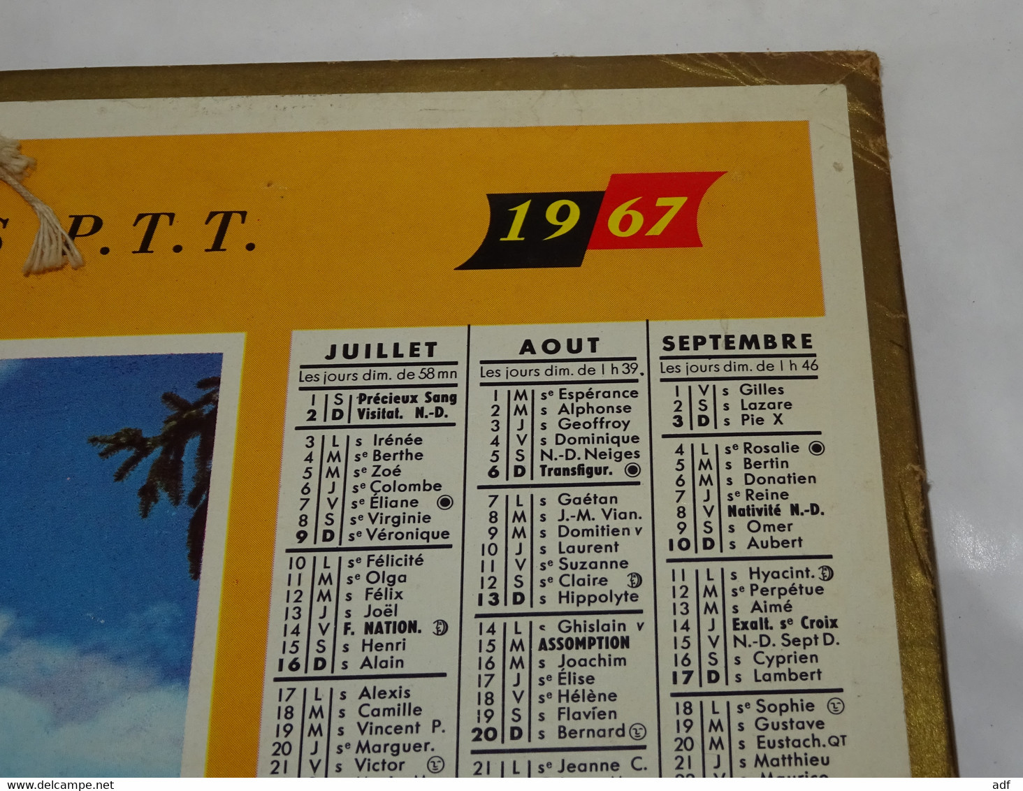 1967 CALENDRIER ALMANACH DES PTT, DETENTE, OBERTHUR, MARNE 51 - Big : 1961-70