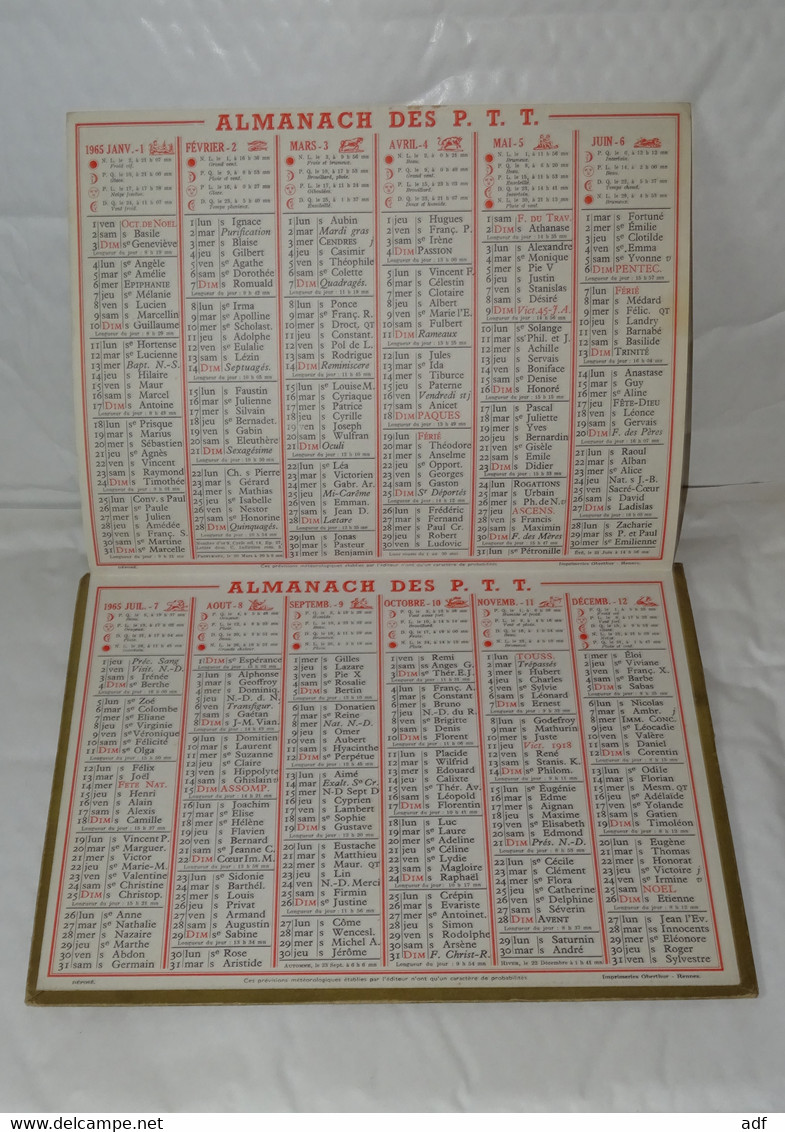 1965 CALENDRIER ALMANACH DES PTT, LA DENT BLANCHE, OBERTHUR, ARDENNES 08 - Big : 1961-70