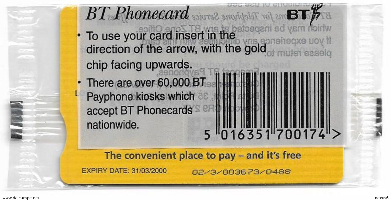 UK - BT (Chip) - PRO430 - BCC-159 - Pay Point, 3£, 15.000ex, NSB - BT Promozionali