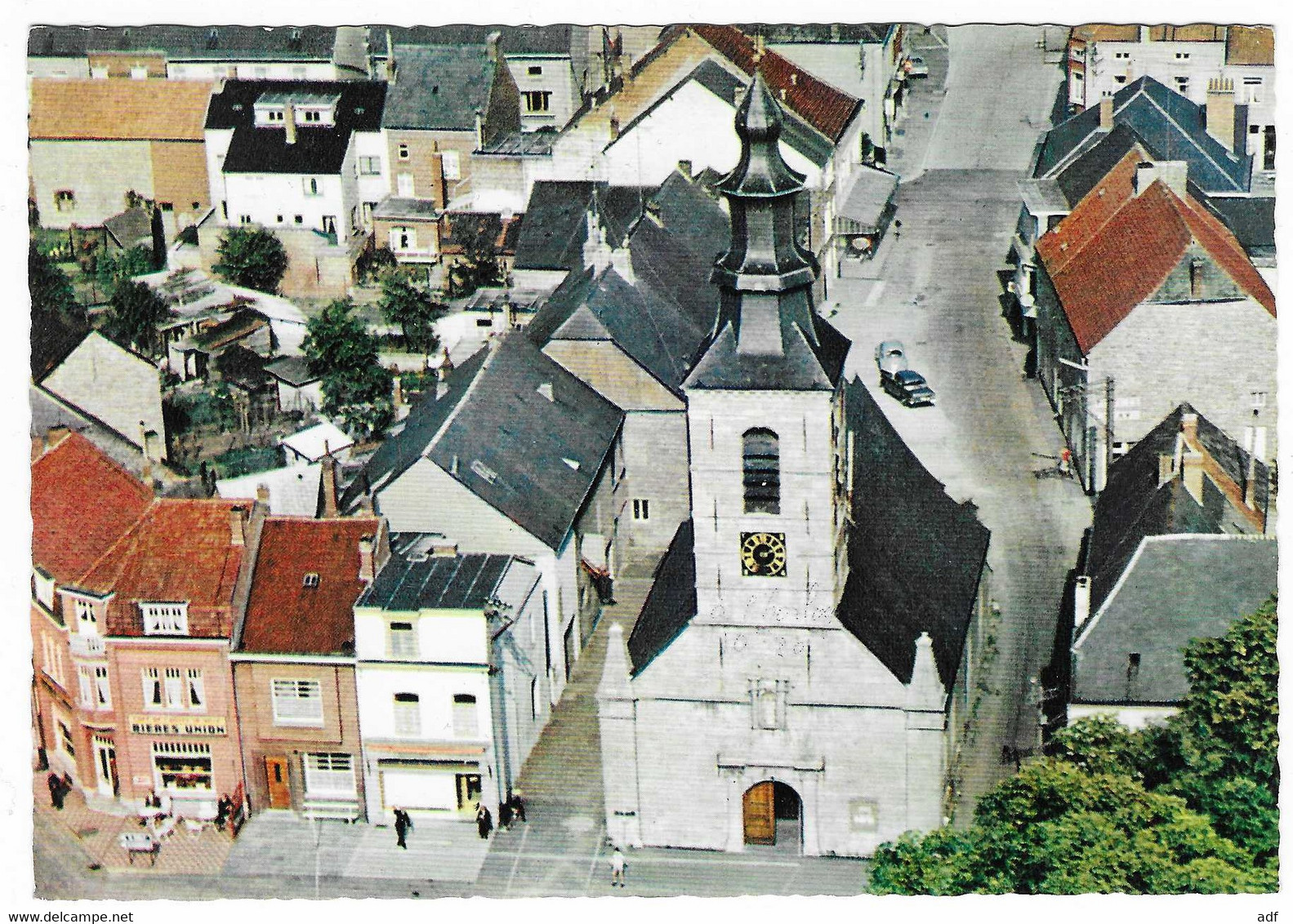 CPSM MARIEMBOURG, VUE AERIENNE SUR L'EGLISE, COUVIN, PROVINCE DE NAMUR, BELGIQUE - Couvin