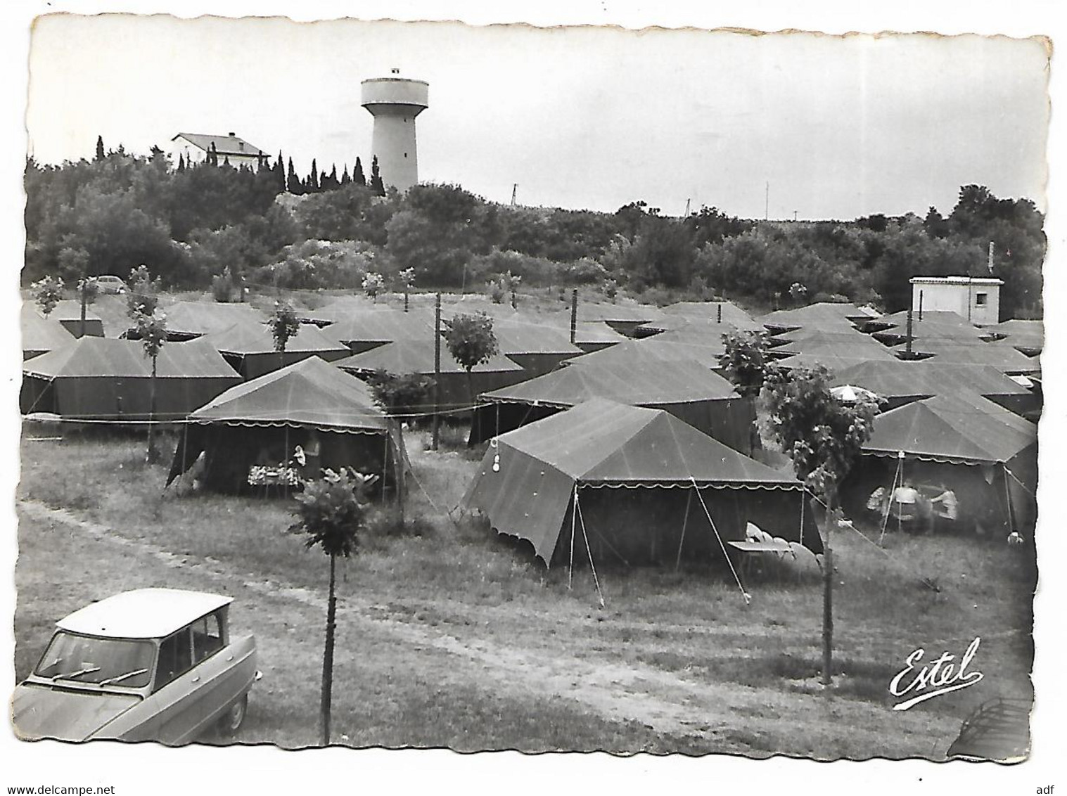 JOLIE CPSM CANET VILLAGE, LE CAMPING, AUTO VOITURE CITROEN AMI 6, CHATEAU D'EAU, PYRENEES ORIENTALES 66 - Canet En Roussillon