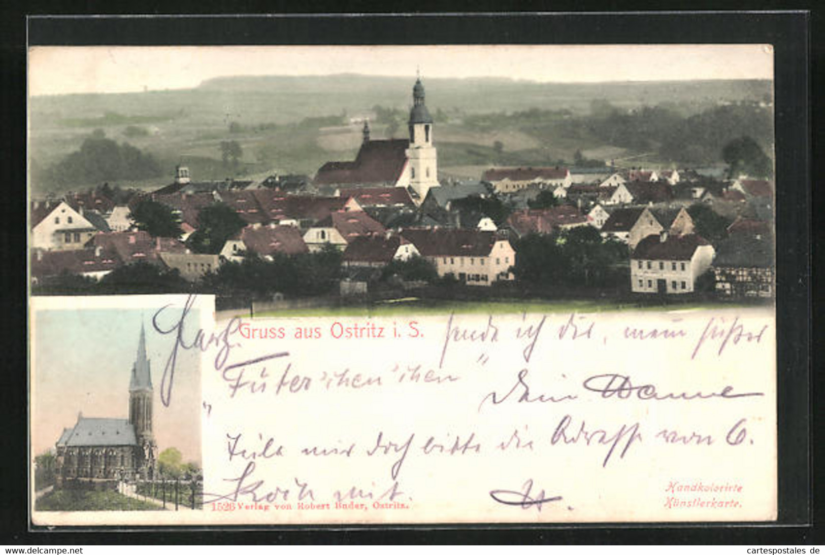 AK Ostritz I. S., Kirche Und Gesamtansicht - Ostritz (Oberlausitz)