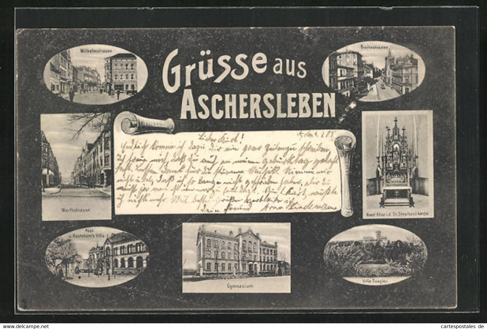 AK Aschersleben, Bestehorn's Villa, Worthstrasse, Villa Douglas, Breitestrasse - Aschersleben