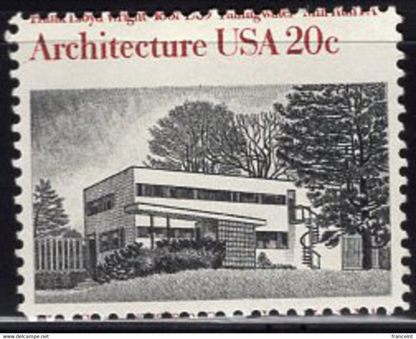 U.S.A. (1982) Gropius House. Horizontal Misperforation Causing The Value To Appear At The Top. Scott No 2021. - Variétés, Erreurs & Curiosités