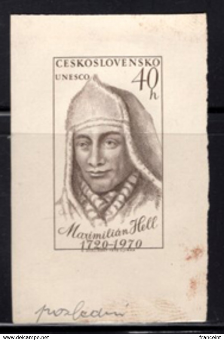 CZECHOSLOVAKIA (1970) Maximilian Hell. Die Proof In Black Signed By The Engraver.  Scott No 1670 - Proeven & Herdrukken