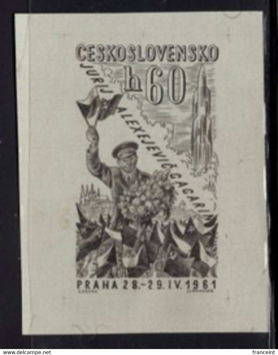 CZECHOSLOVAKIA (1961) Yuri Gagarin Visiting Prague. Die Proof In Black. Scott No C51. Czech Proofs Are Very Rare - Proofs & Reprints