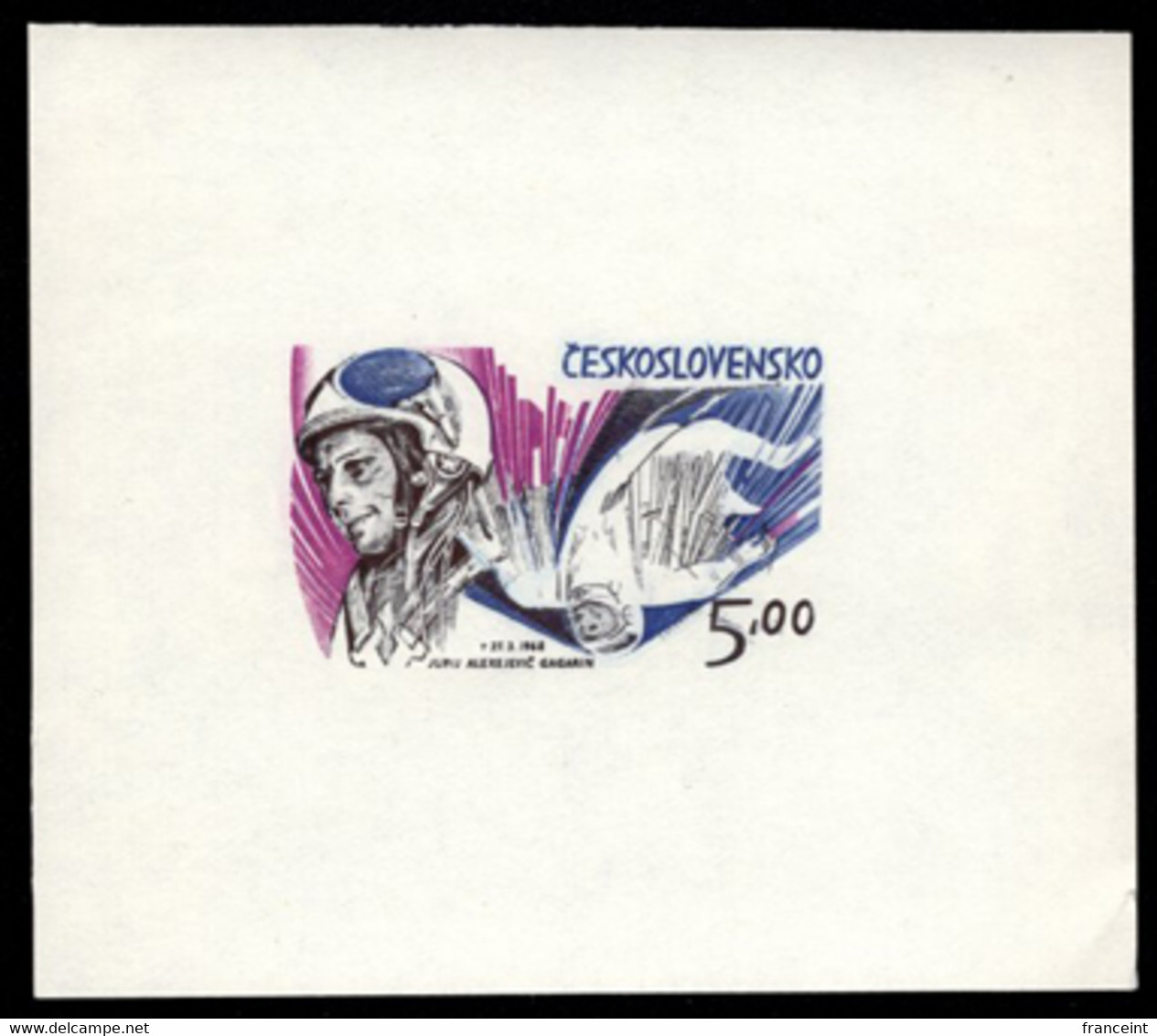 CZECHOSLOVAKIA (1973) Yuri Gagarin. Die Proof In Final Colors. Scott No 1879, Yvert No 1982. - Prove E Ristampe