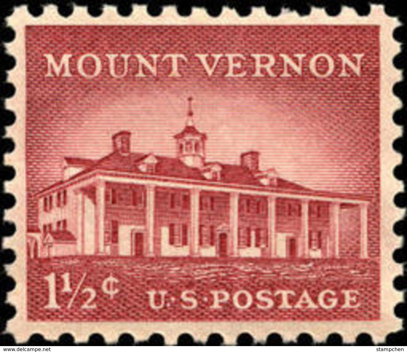 1956 USA Mount Vernon Stamp Sc#1032 History Architecture George Washington Relic Post - George Washington