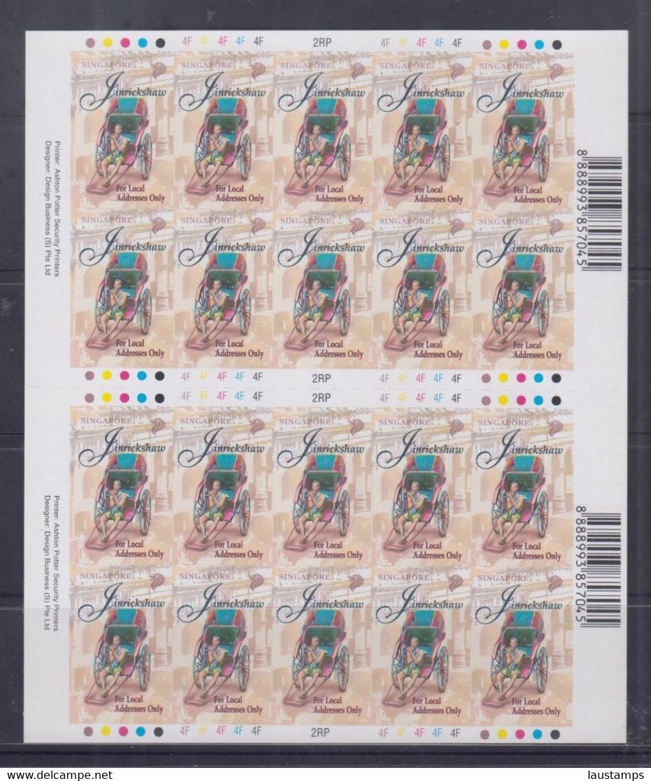 Singapore 1997 Jinrickshaw NVI Self-Adhesive Sheetlet ***2nd Reprint*** MNH - Singapur (1959-...)