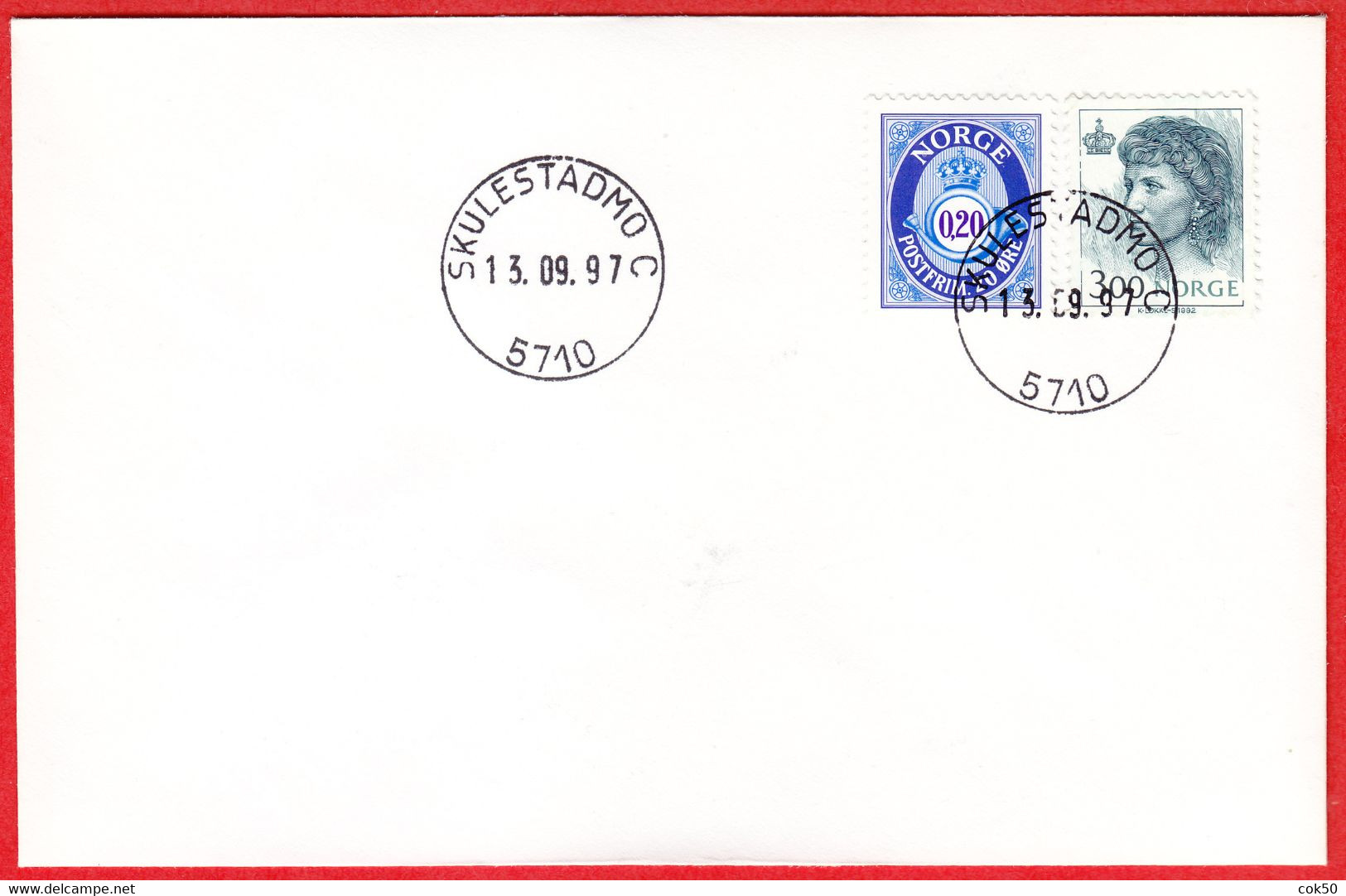 NORWAY - 5710 SKULESTADMO C (Hordaland County) = Vestland From Jan.1 2020 - Last Day/postoffice Closed On 1997.09.13 - Emissioni Locali