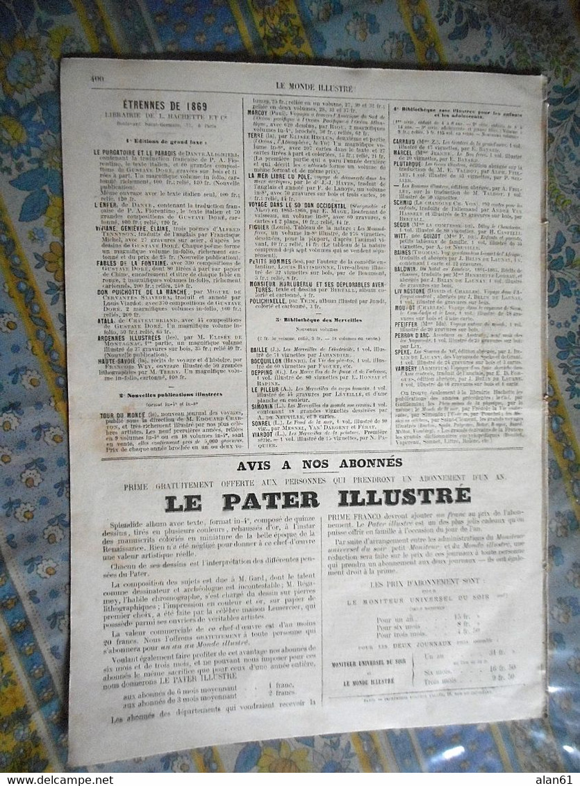 LE MONDE ILLUSTRE 19/12/1868 BELGIQUE DEFENSE ESCAUT PARIS COMPIEGNE COUR FOUILLES GALLO ROMAIN AUGERVILLE BERRYER HINDL