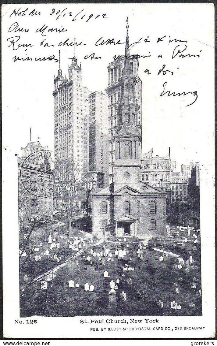 NEW YORK St. Paul Church Sent 1902 From HOLDER, Fla To Belgium - Églises