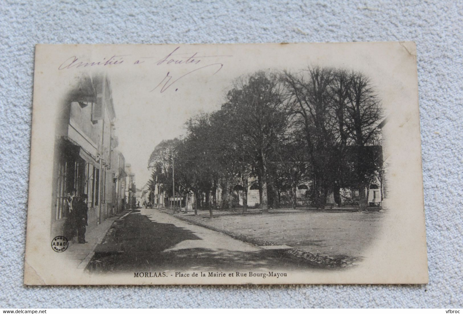 Cpa 1905, Morlaas, Place De La Mairie Et Rue Bourg Mayou, Pyrénées Atlantiques 64 - Morlaas