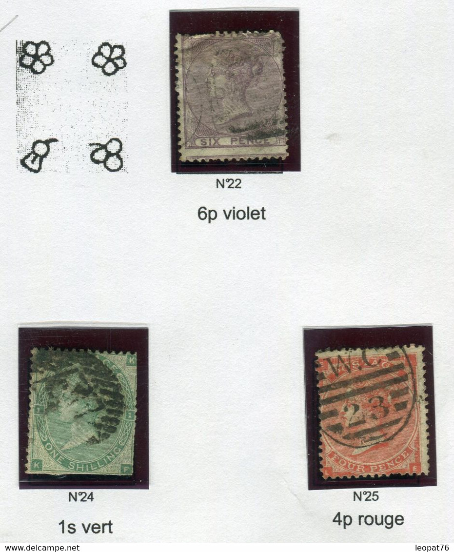 GB 24 - Lot Sur 1 Feuille N° 22, 24 Et 25 , états Divers - Cote 520€ - Gebraucht