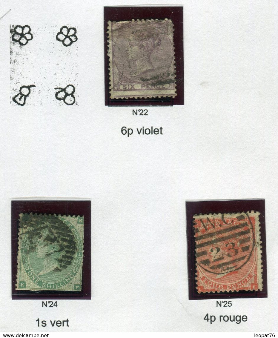 GB 24 - Lot Sur 1 Feuille N° 22, 24 Et 25 , états Divers - Cote 520€ - Used Stamps