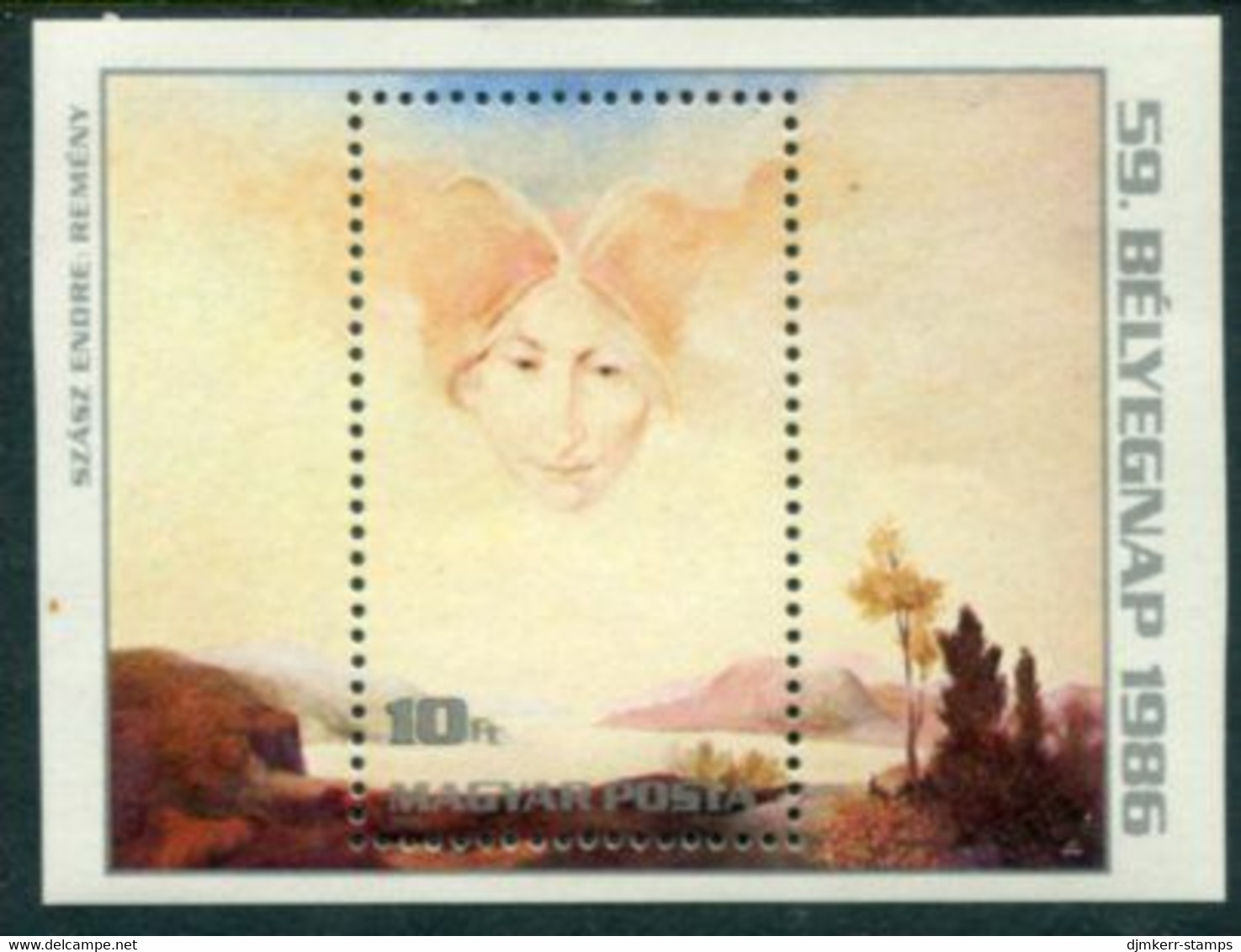 HUNGARY 1986 Stamp Day: Paintings Block MNH / **.  Michel Block 185A - Blokken & Velletjes