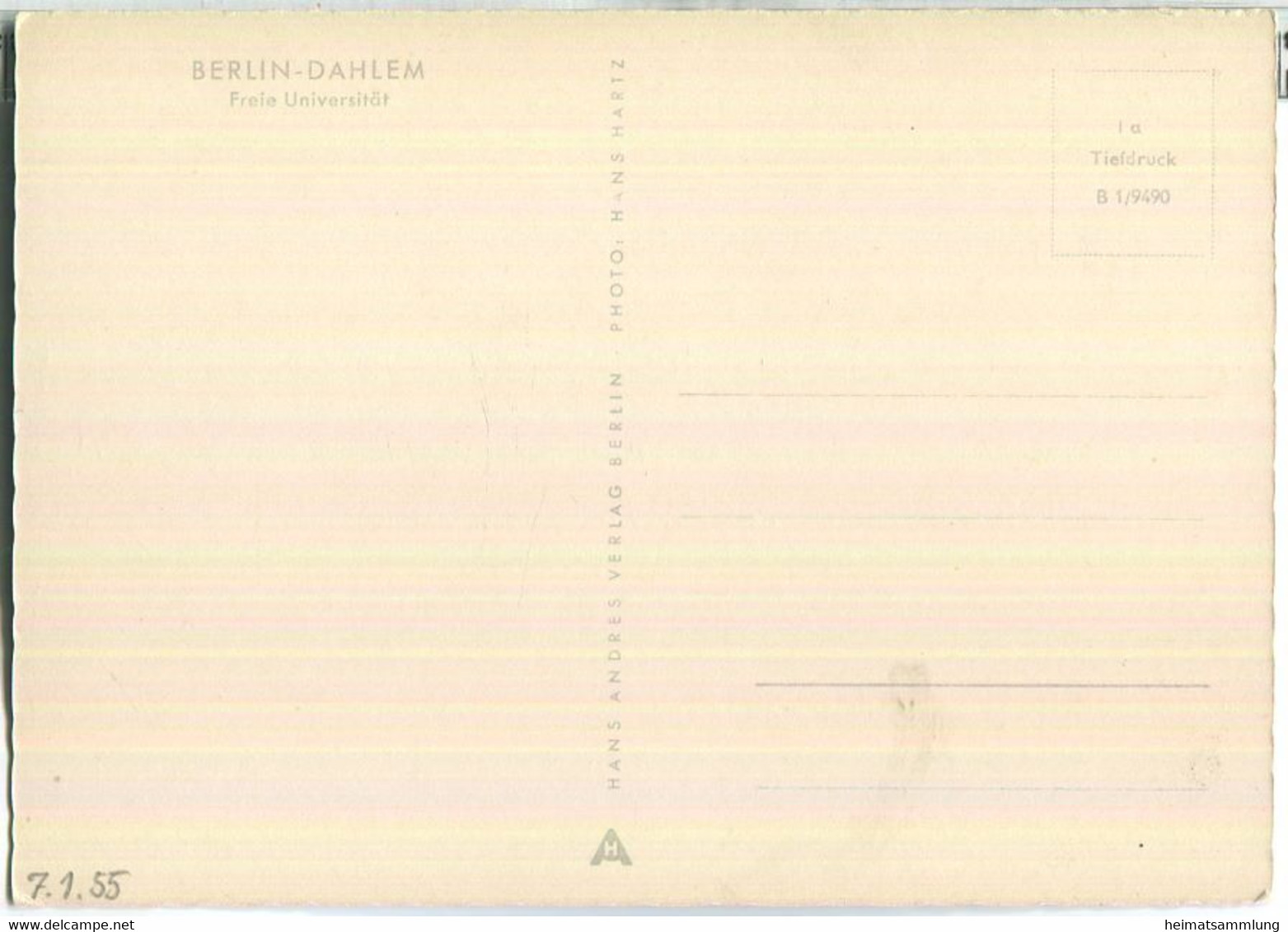 Berlin Dahlem - Freie Universität - Hans Andres Verlag Berlin 50er Jahre - Dahlem