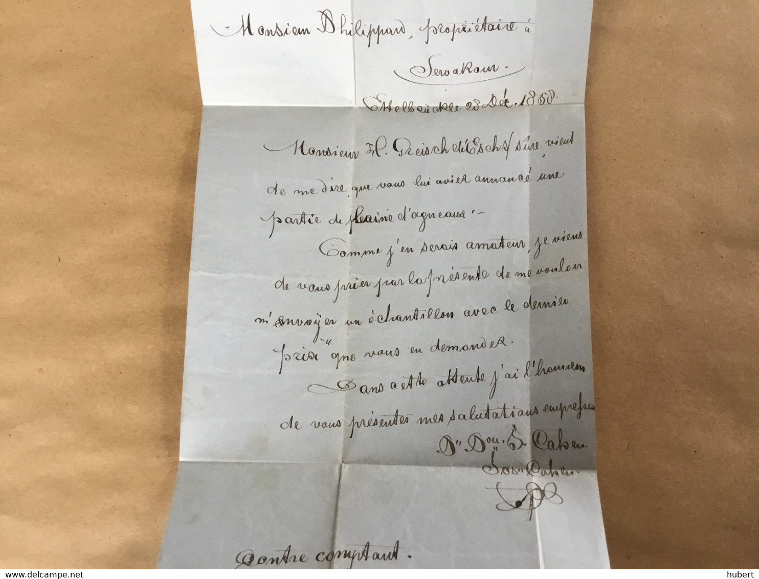 Lettre Ettelbruck Vers Salvacourt  -Bastogne (Phillipard) En 1858 - 1852 Guillaume III