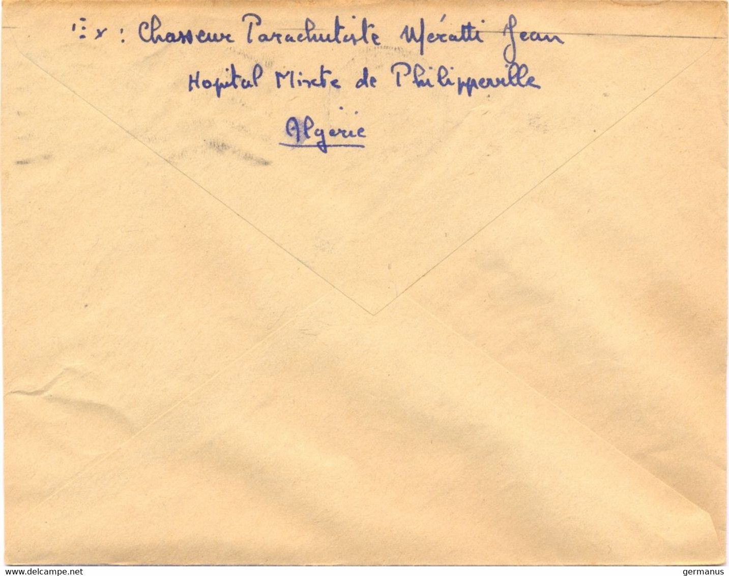 ALGERIE PHILIPPEVILLE CONSTANTINE OMec SECAP FD 5.L.O. M De 11-3-1954 – Envoi De Chasseur Parachutiste HOPITAL MIXTE - Covers & Documents