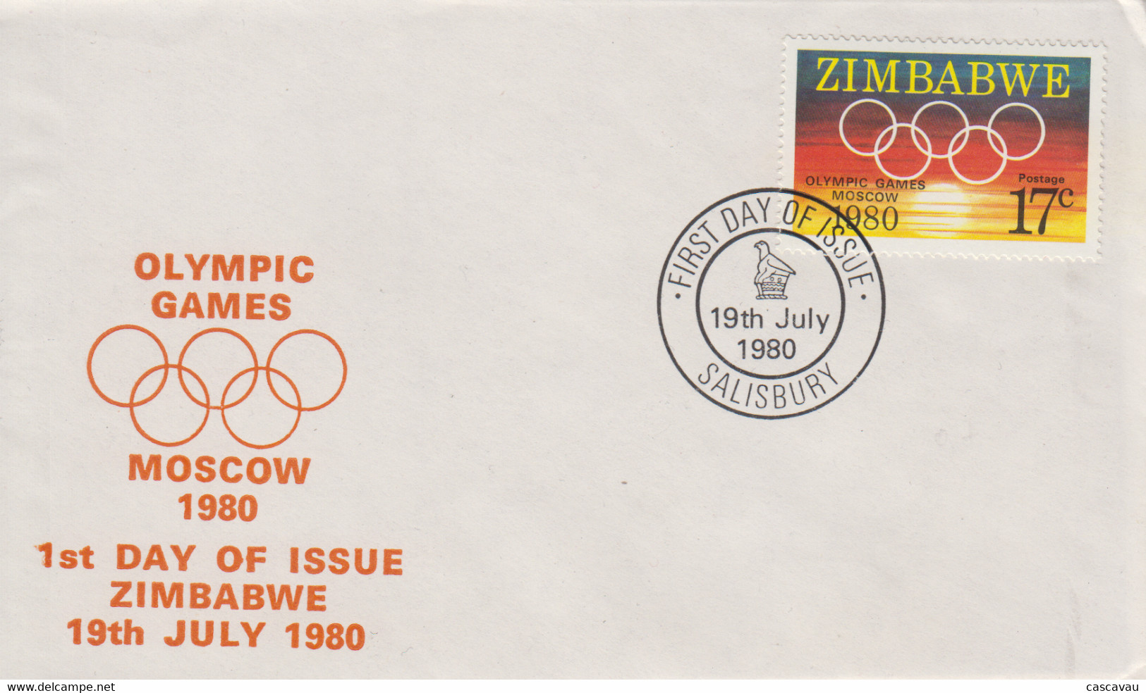 Enveloppe  FDC  1er  Jour   ZIMBABWE    Jeux  Olympiques   MOSCOU    1980 - Zimbabwe (1980-...)