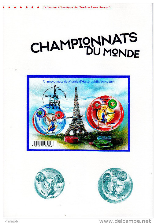 &#9989;  HALTEROPHILIE Sur Document Philatélique Officiel 1er Jour De 4 Pages De 2011 N°YT 4598 4599. Parf état. DPO - Weightlifting