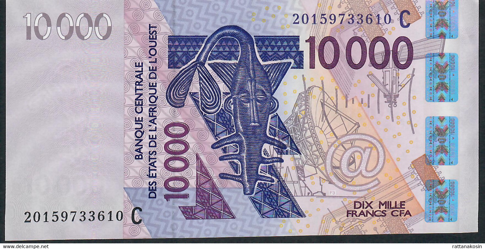 W.A.S. BURKINA FASO P318Ct 10.000  Or 10000 FRANCS (20)20 2020 Signature 44 UNC. - Burkina Faso