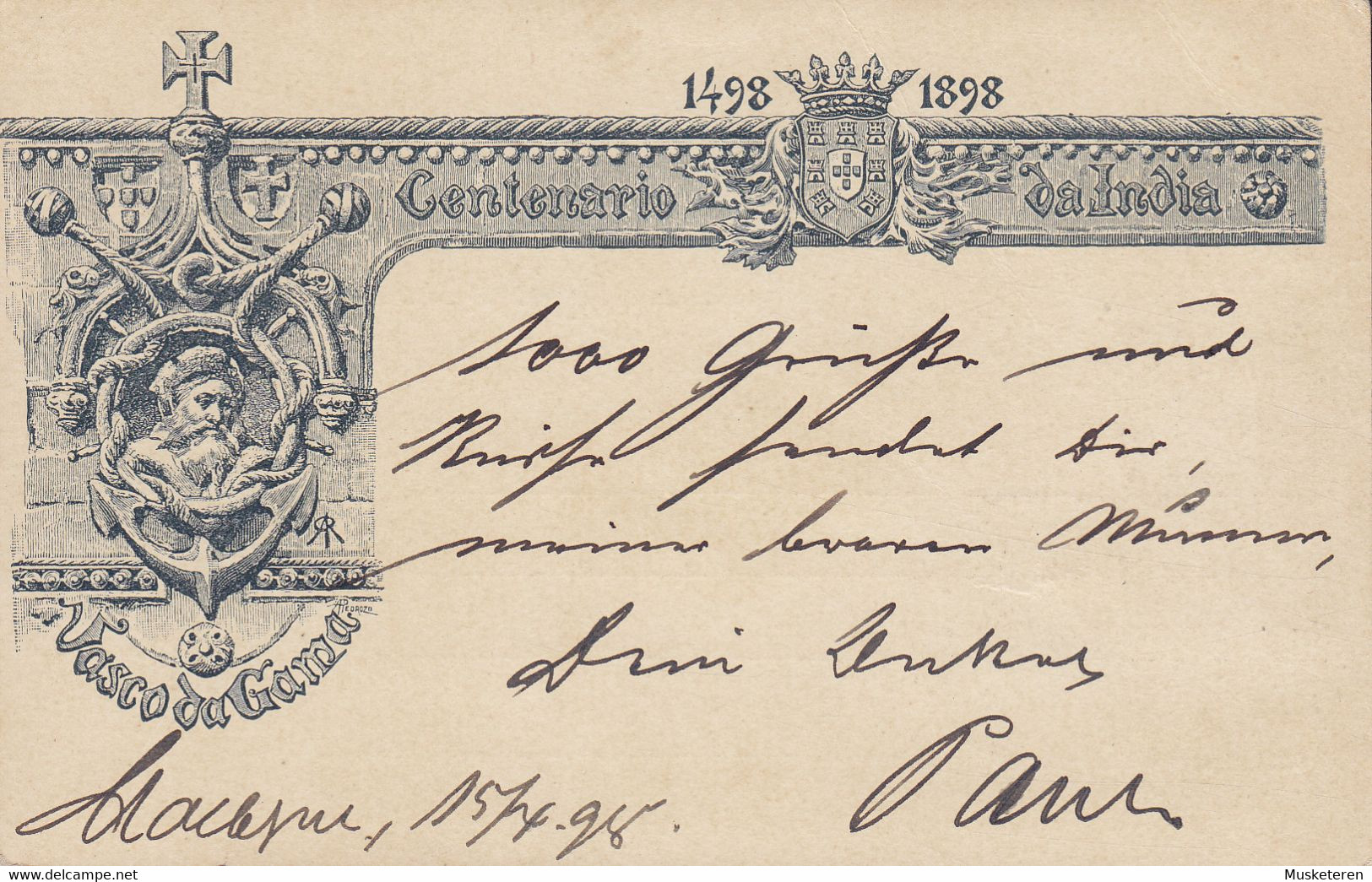 Portuguese Africa (Uprated) Postal Stationery Ganzsache Entier Vasco Da Gama Centenario 1898 HAMBURG Borgfelde (Arr.) - Portuguese Africa