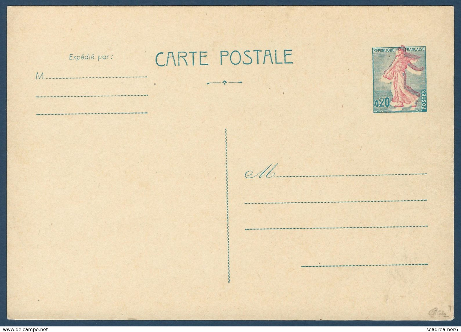 France Entier Carte Semeuse De Piel Avec Impression De L'effigie Fonçée Décalée Vers Le Haut !! Amusant Signé Calves - Storia Postale