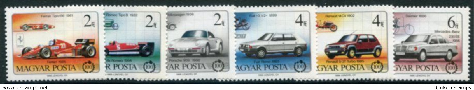 HUNGARY 1986 Centenary Of The Automobile MNH / **.  Michel 3828-33 - Unused Stamps