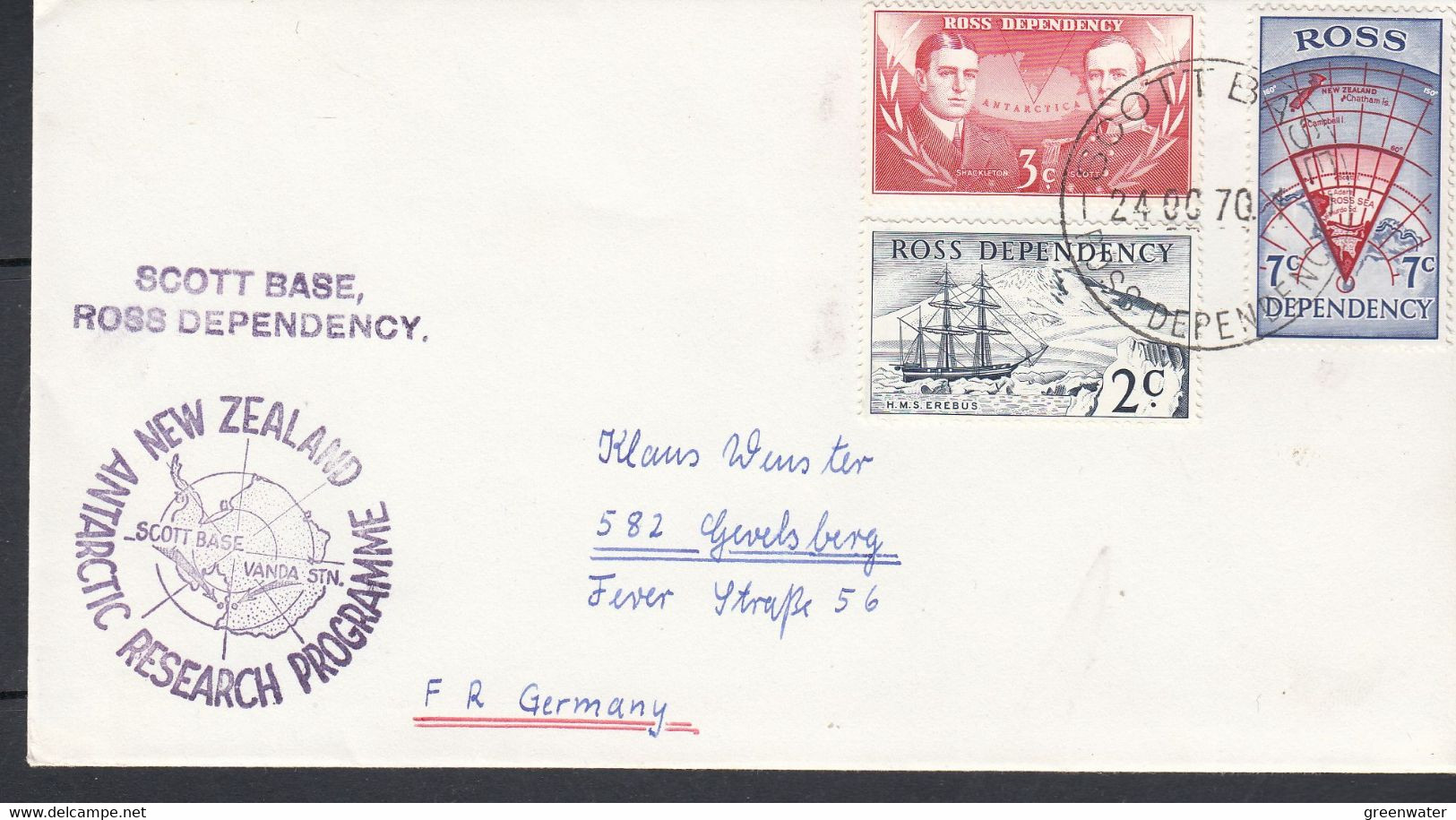 Ross Dependency 1970 Cover Scott Base Ca 24 OC 70 (52357) - Autres & Non Classés