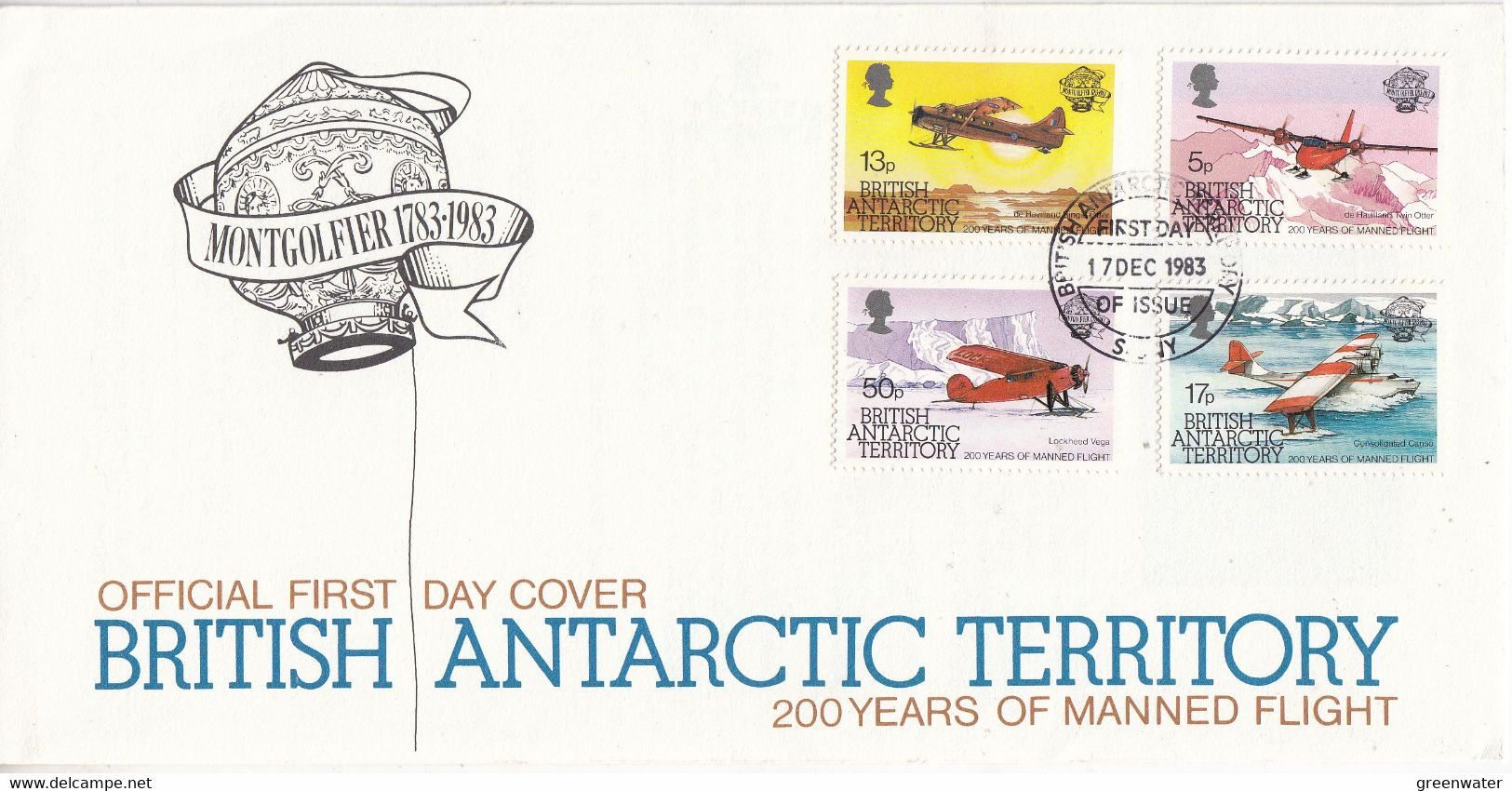 British Antarctic Territorry (BAT) 1983 Bicentenary Of Manned Flight 4v FDC (F8618) - FDC