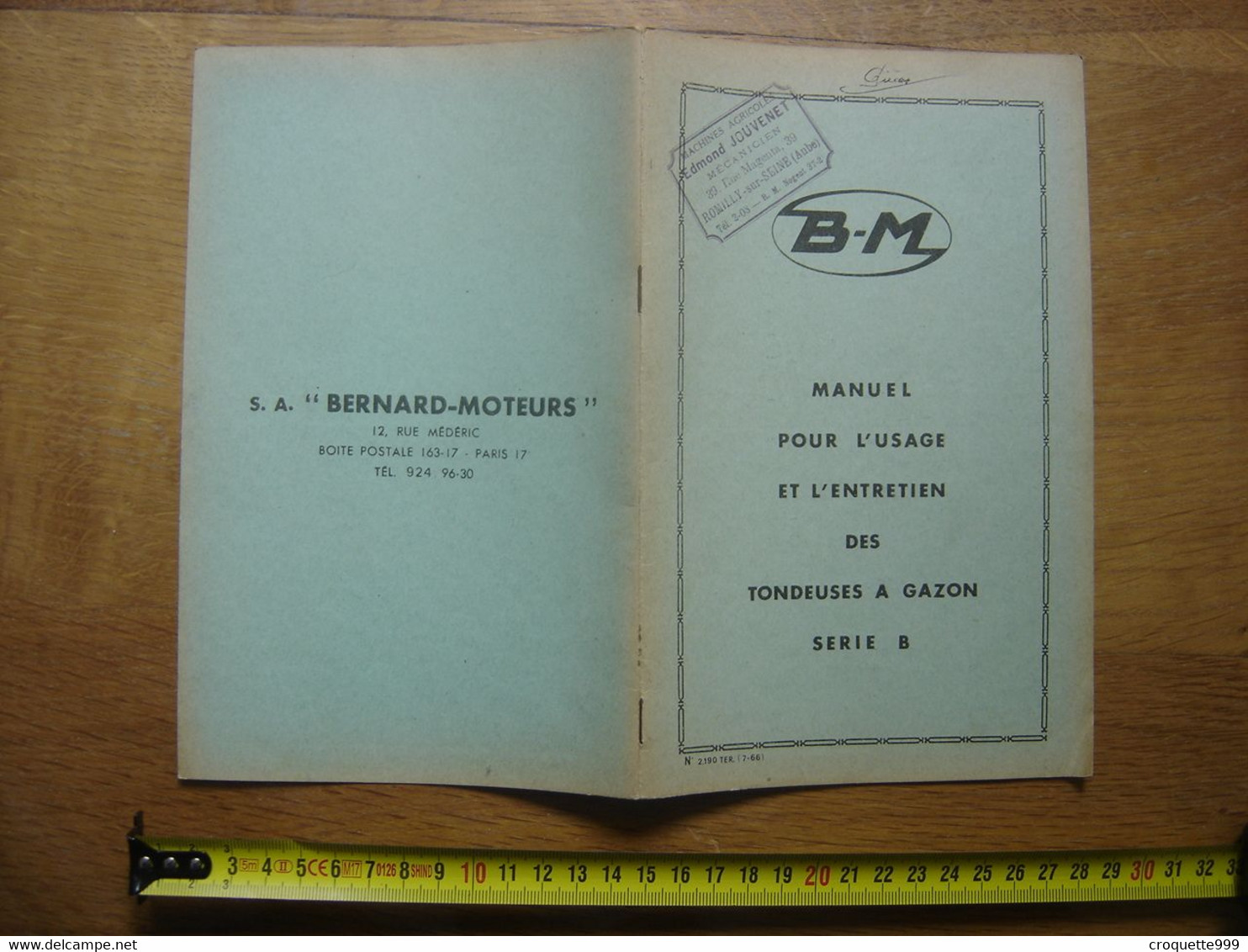 MOTEUR BERNARD Manuel Pour Usage Et Entretien Des Tondeuse A Gazon Serie B METIER BRICOLAGE - Other Plans