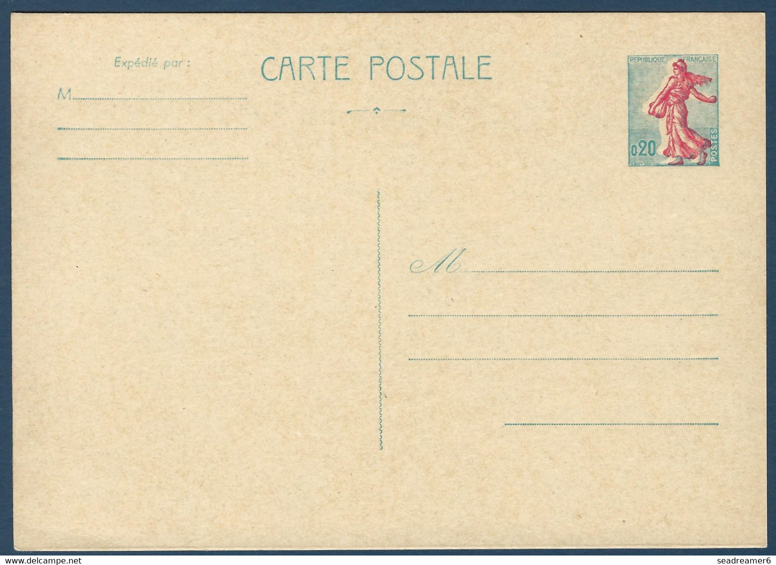 France Entier Carte Semeuse De Piel Avec Impression De L'effigie Décalée Latéralement !! Amusant Signé Calves - Storia Postale