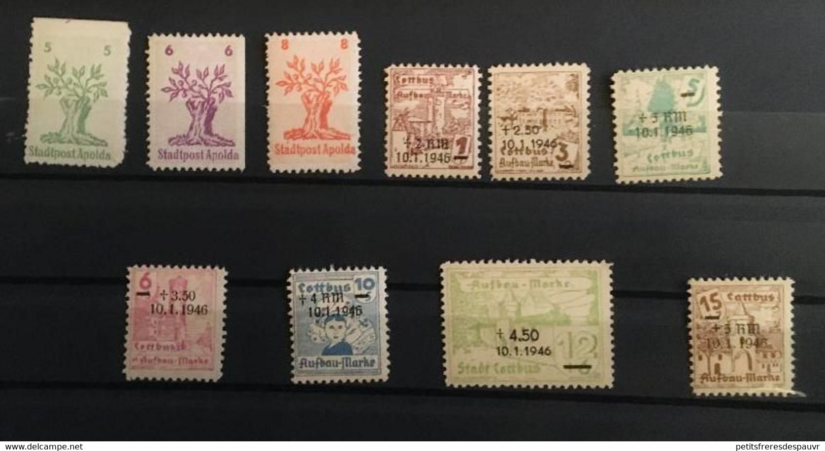 1945 1946 Apolda Mi 1 To 3 Cottbus Mi 25 To 31 (10 Stamps) - Neuf Avec Charnière * MH - Privatpost