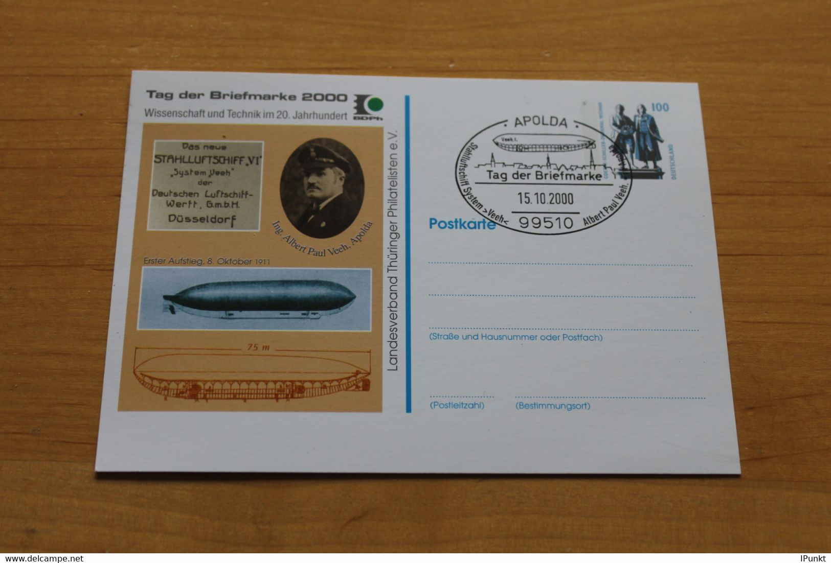 Deutschland; Zeppelin; Tag Der Briefmarke 2000 Apolda - Cartes Postales Privées - Oblitérées